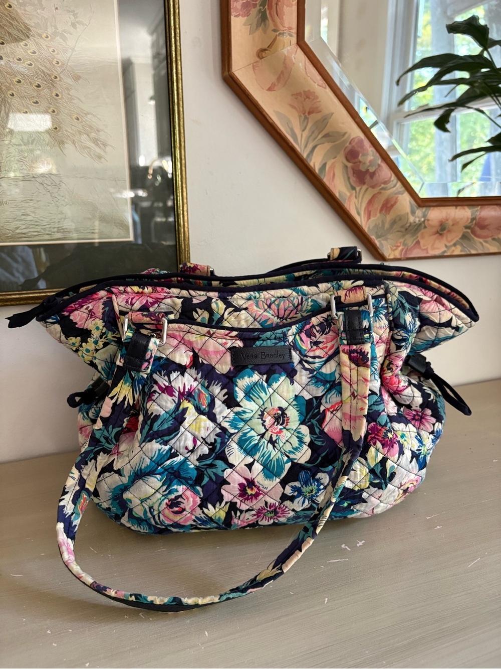 Vera Bradley Iconic Mini Glenna Satchel in the Garden Grove floral pattern
